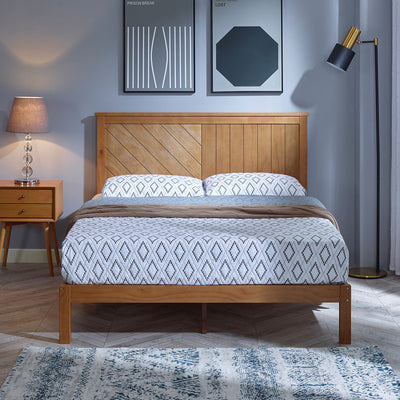 MUSEHOMEINC 12 Inch Solid Wood Platform Bed Frame with Wooden Slats, Full (Used) - VMInnovations
