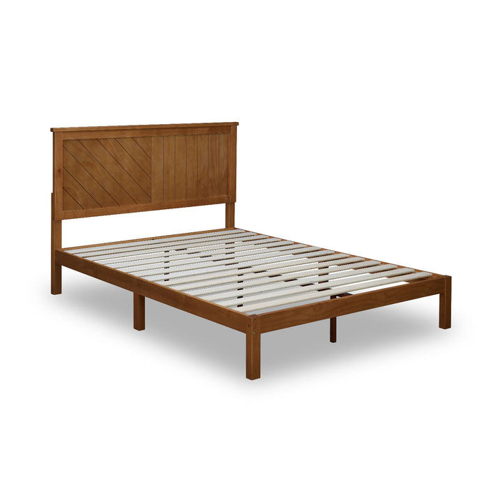 MUSEHOMEINC 12" Solid Wood Platform Bed Frame w/ Wooden Slats, (Used)