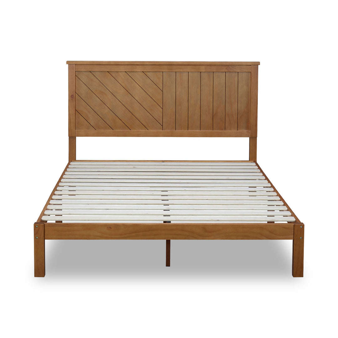 MUSEHOMEINC 12" Solid Wood Platform Bed Frame w/ Wooden Slats, (Used)