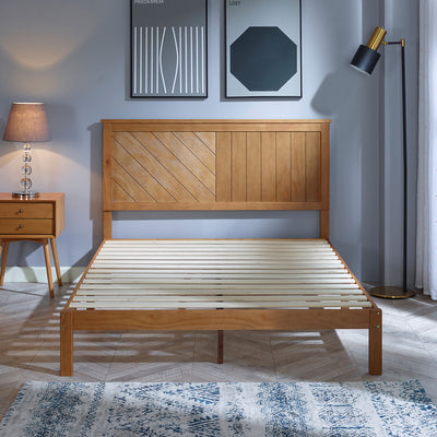 MUSEHOMEINC 12 Inch Wood Platform Bed Frame with Wooden Slats, Queen (Open Box) - VMInnovations