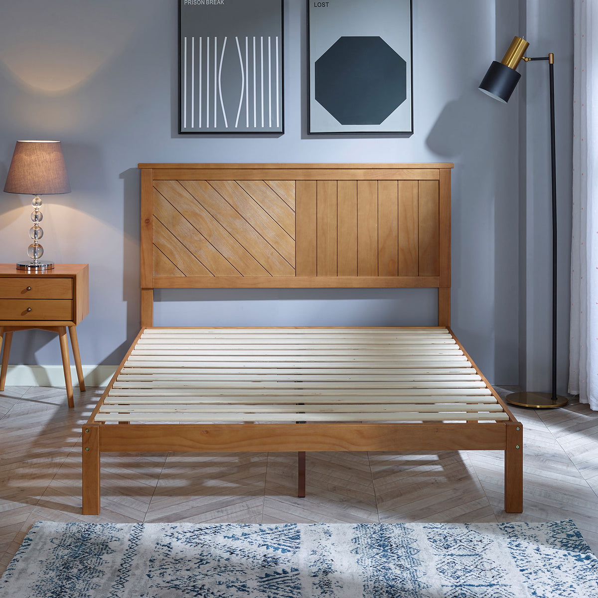 MUSEHOMEINC 12 Inch Wood Platform Bed Frame with Wooden Slats, Queen (Open Box) - VMInnovations