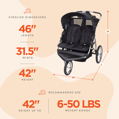 Baby Trend Expedition EX Swivel Travel Jogging Double Baby Stroller (Open Box) - VMInnovations