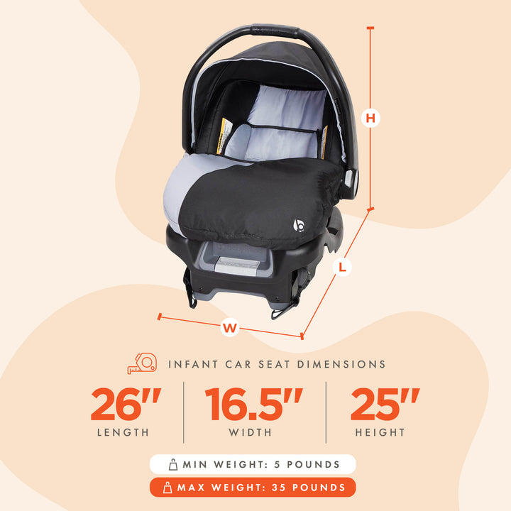 Baby Trend Ally Baby Infant Car Seat Travel System with Cover, 2-Pack, Stormy