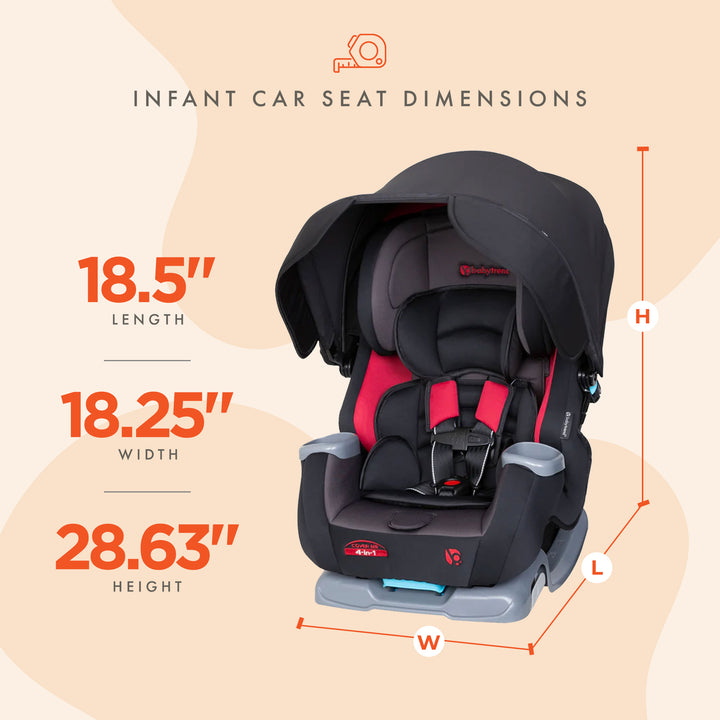 Baby Trend Cover Me 4 in 1 Convertible Car Seat w/ Canopy, Scooter (Black/Red)