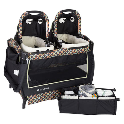 Baby Trend Unisex Portable Deluxe Infant Twin Play Nursery Center, Circle Tech
