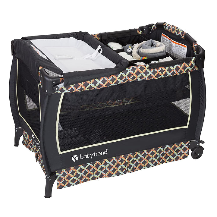 Baby Trend Unisex Portable Deluxe Infant Twin Play Nursery Center, Circle Tech