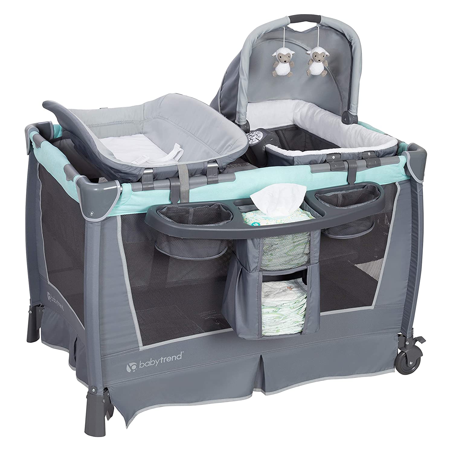 Baby Trend Retreat Portable Nursery Center w/ Bassinet & Changing Table, Mint - VMInnovations