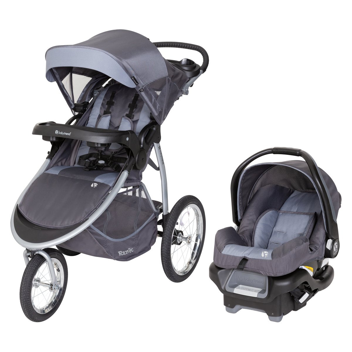Baby Trend Race Tec Infant Baby Jogger Stroller Travel System, Gray (Open Box)