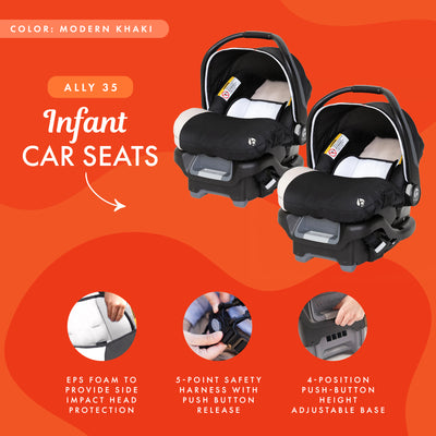 Baby Trend Ally Newborn Baby Infant Car Seat Travel System Cover, 2 Pack, Khaki - VMInnovations