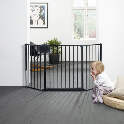BabyDan Flex Adjustable 35-58 Inch Wall Mounted Baby Safety Gate, Black (Used)