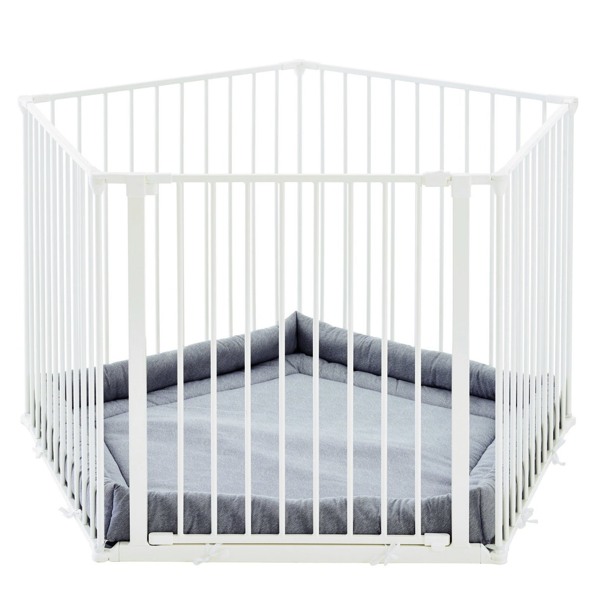 Scandinavian Pet Park-A-Kid 5-Sided Wide Metal Flex Playpen with Mat, White - VMInnovations