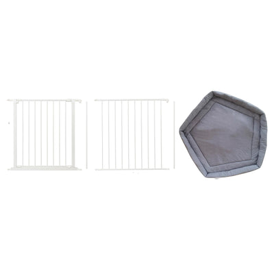 Scandinavian Pet Park-A-Kid 5-Sided Wide Metal Flex Playpen with Mat, White - VMInnovations