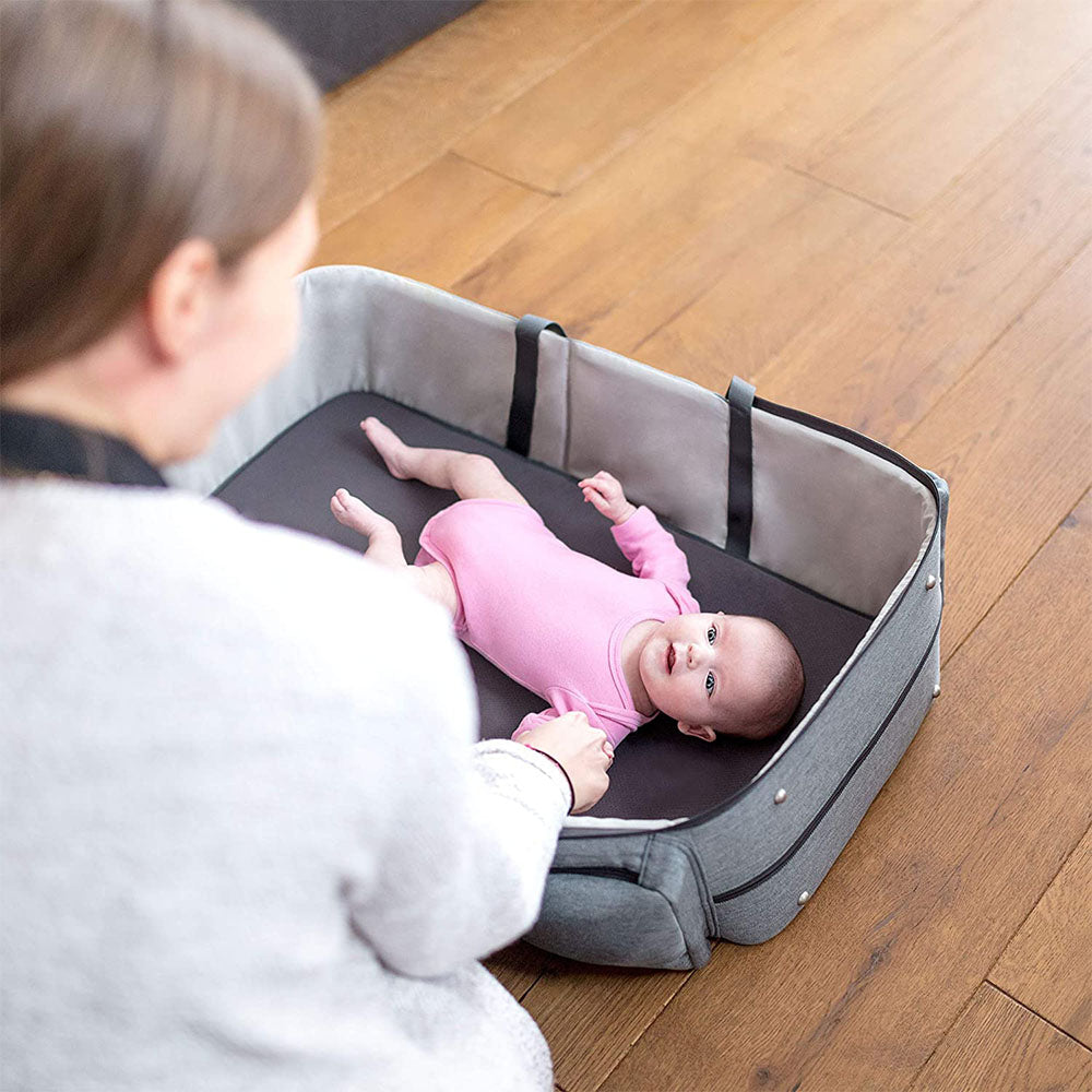 Babymoov 3 in 1 Newborn Travelnest Comfy Portable Bassinet and Diaper Bag, Gray - VMInnovations