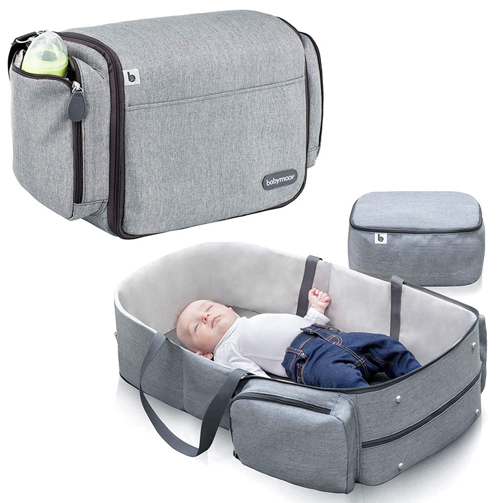 Babymoov 3 in 1 Newborn Travelnest Comfy Portable Bassinet and Diaper Bag, Gray - VMInnovations