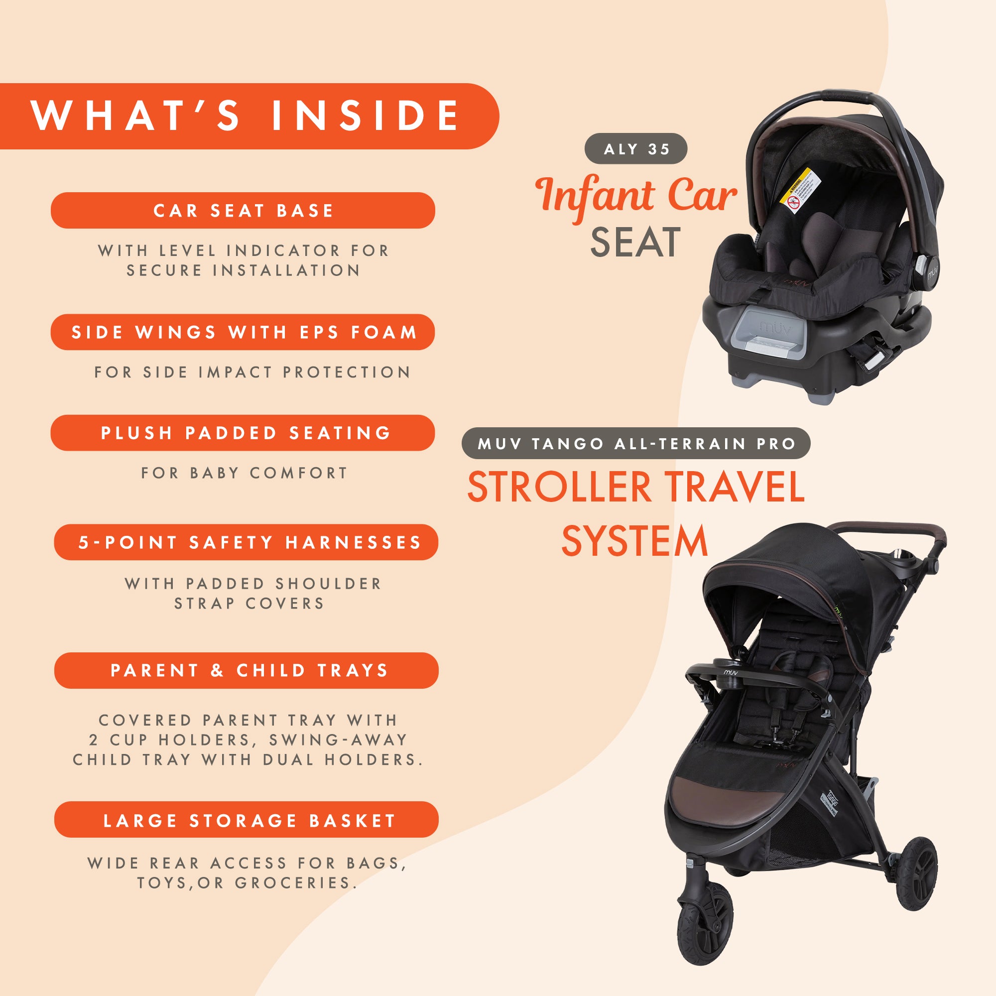 Baby Trend Tango Pro Stroller Travel System w/Ally 35 Infant Car Seat (Open Box) - VMInnovations