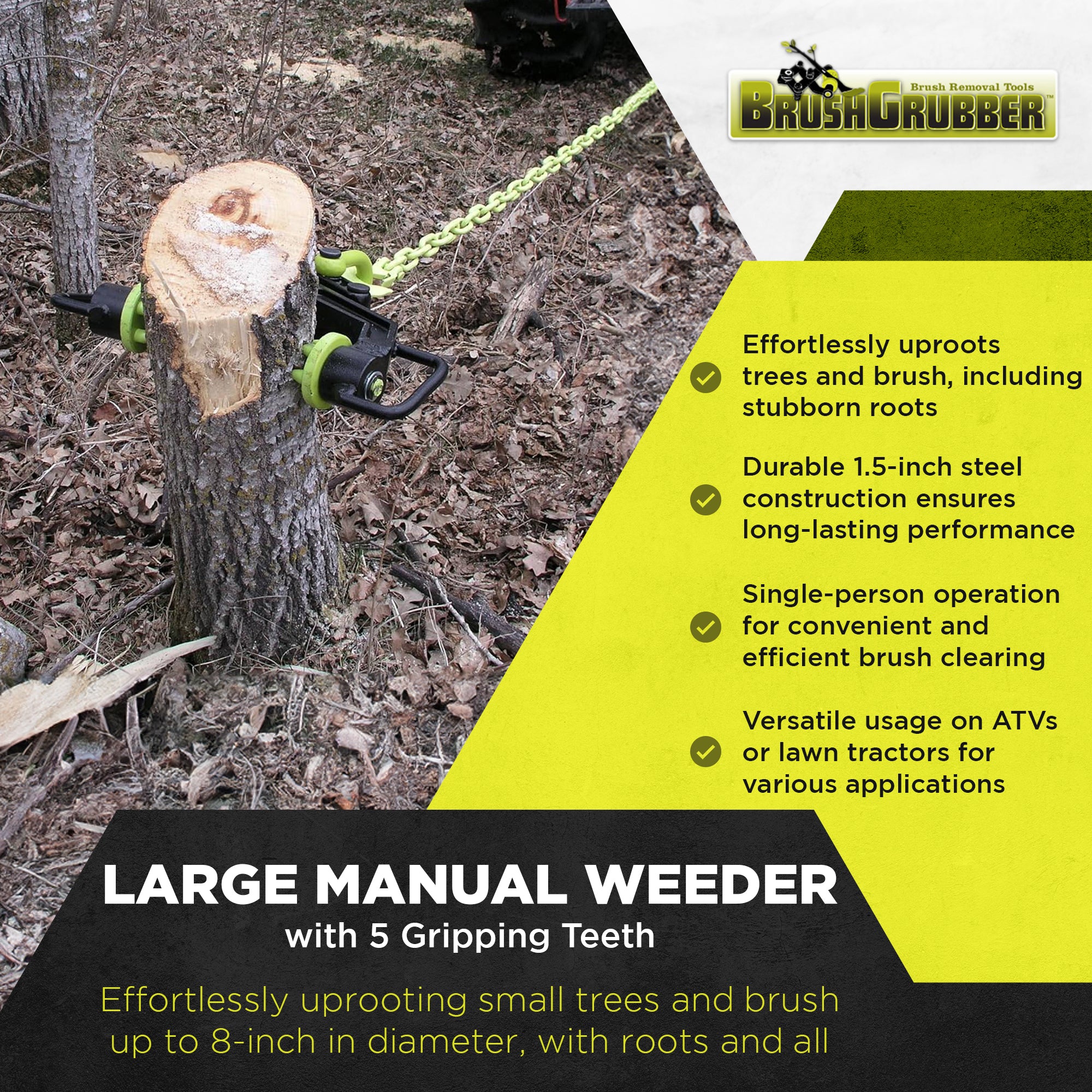 Brush Grubber Single Person Large Manual Weeder w/5 Gripping Teeth (Open Box) - VMInnovations