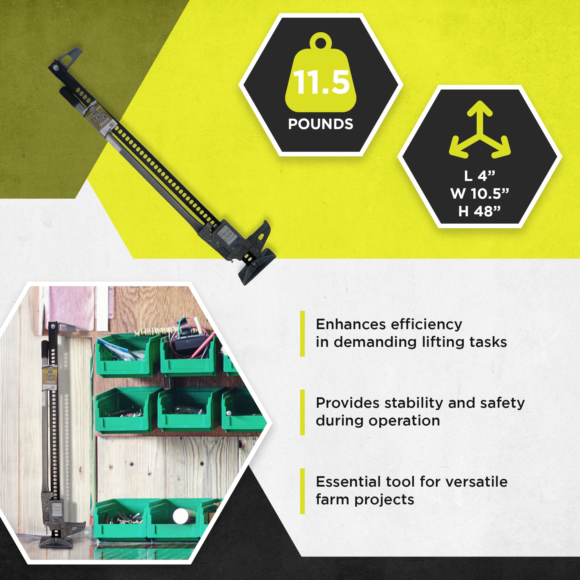 Timber Tuff 48" Standard Base Farm Jack with 7000 lbs Weight Capacity (Open Box) - VMInnovations