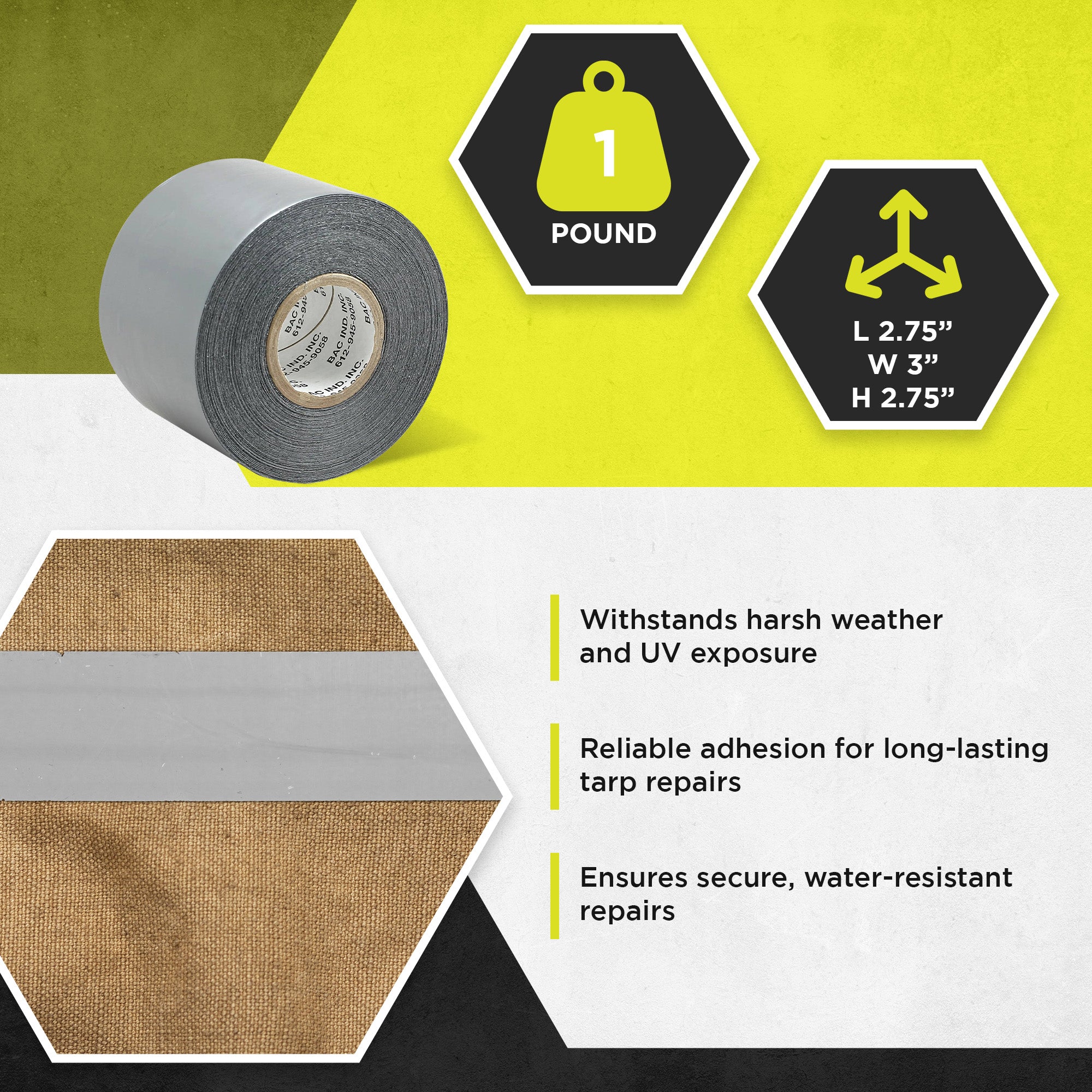 Tarp Tape 3 Inch Duct Tape Adhesive Ideal for Tarps, Covers, Awnings, & Tents - VMInnovations
