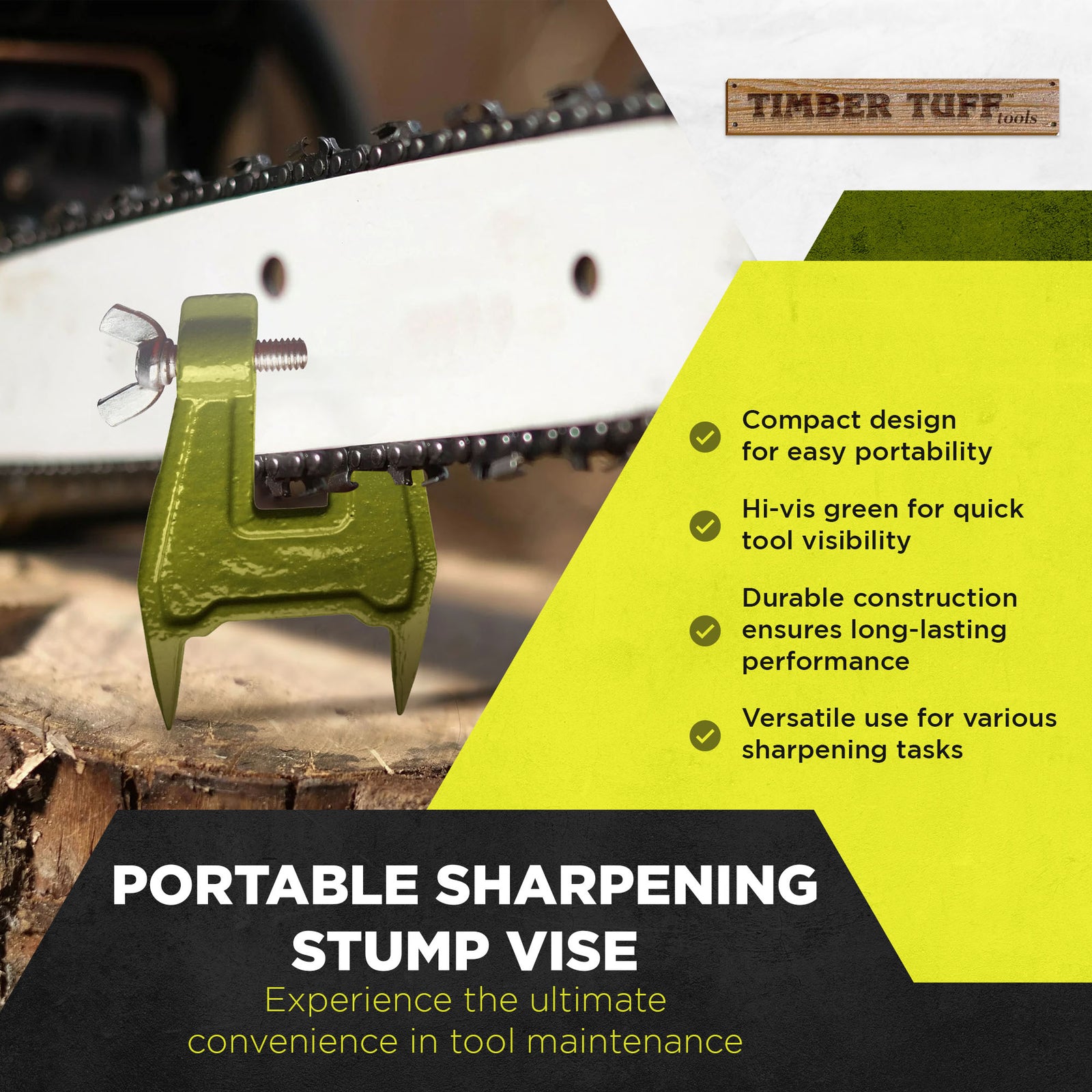 Timber Tuff Portable Sharpening Stump Vise for Tools and Home Improvement, Green - VMInnovations