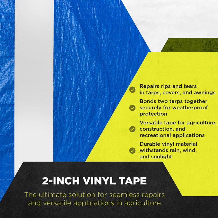 Tarp Tape 2 Inch Vinyl Tape for Agriculture, Construction, and Recreational