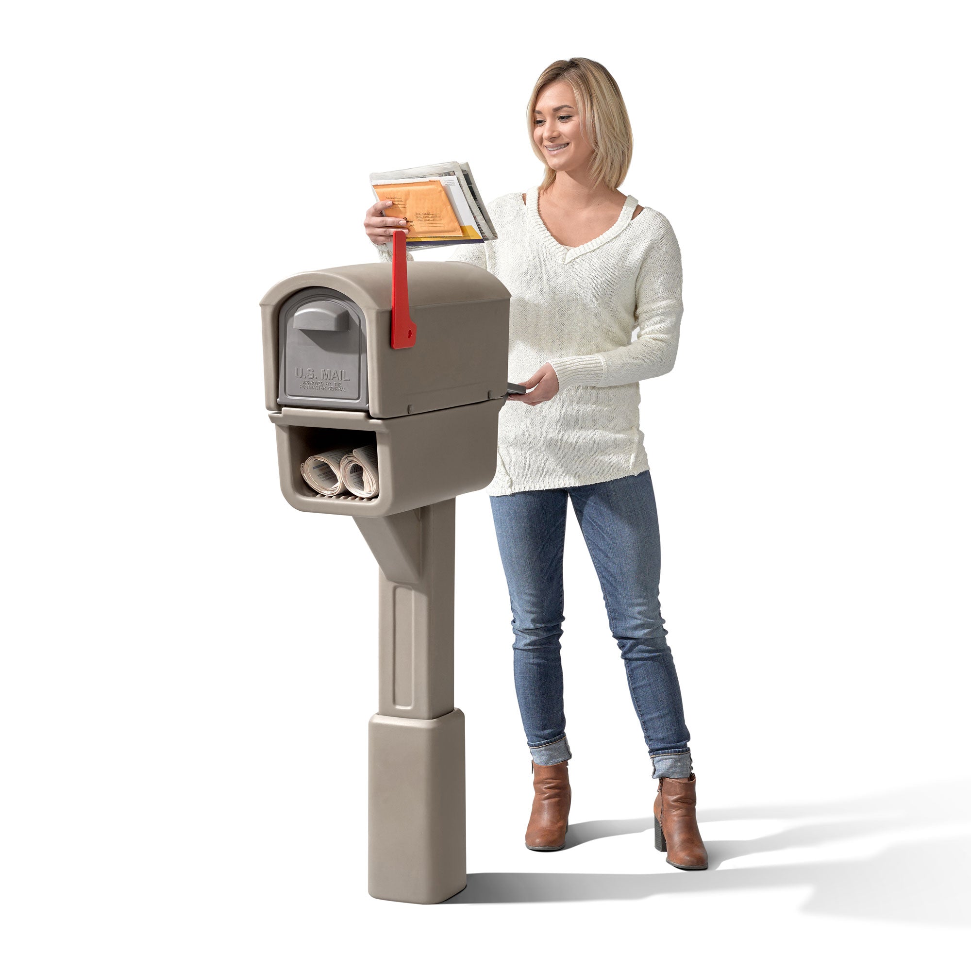 Step2 MailMaster Express Plus Plastic Weather Resistant Mailbox, Tan (Used)