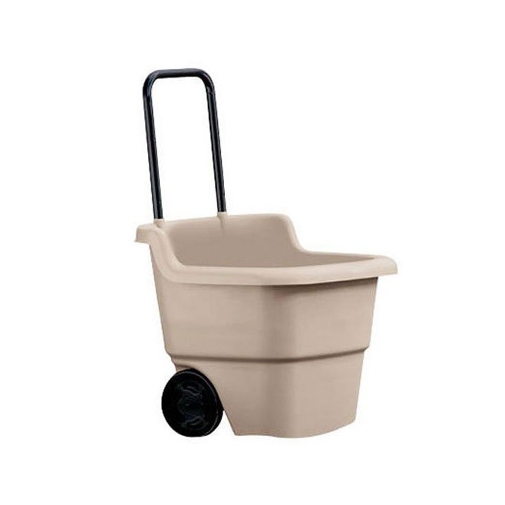Suncast 15 Gallon Poly Multipurpose Rolling Lawn and Garden Cart, Taupe (3 Pack) - VMInnovations