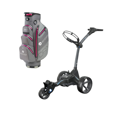 Motocaddy M5 GPS 3 Wheel Golf Electric Caddy w/ Carrying Golf Club Bag, Fuchsia