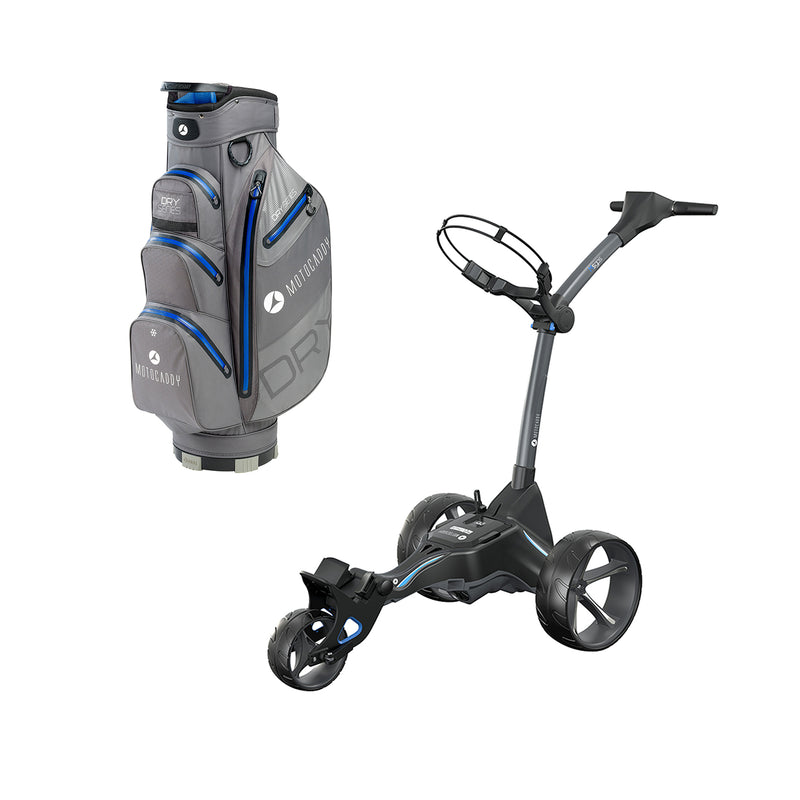 Motocaddy M5 GPS 3 Wheel Golf Electric Caddy with Carrying Golf Club Bag, Blue