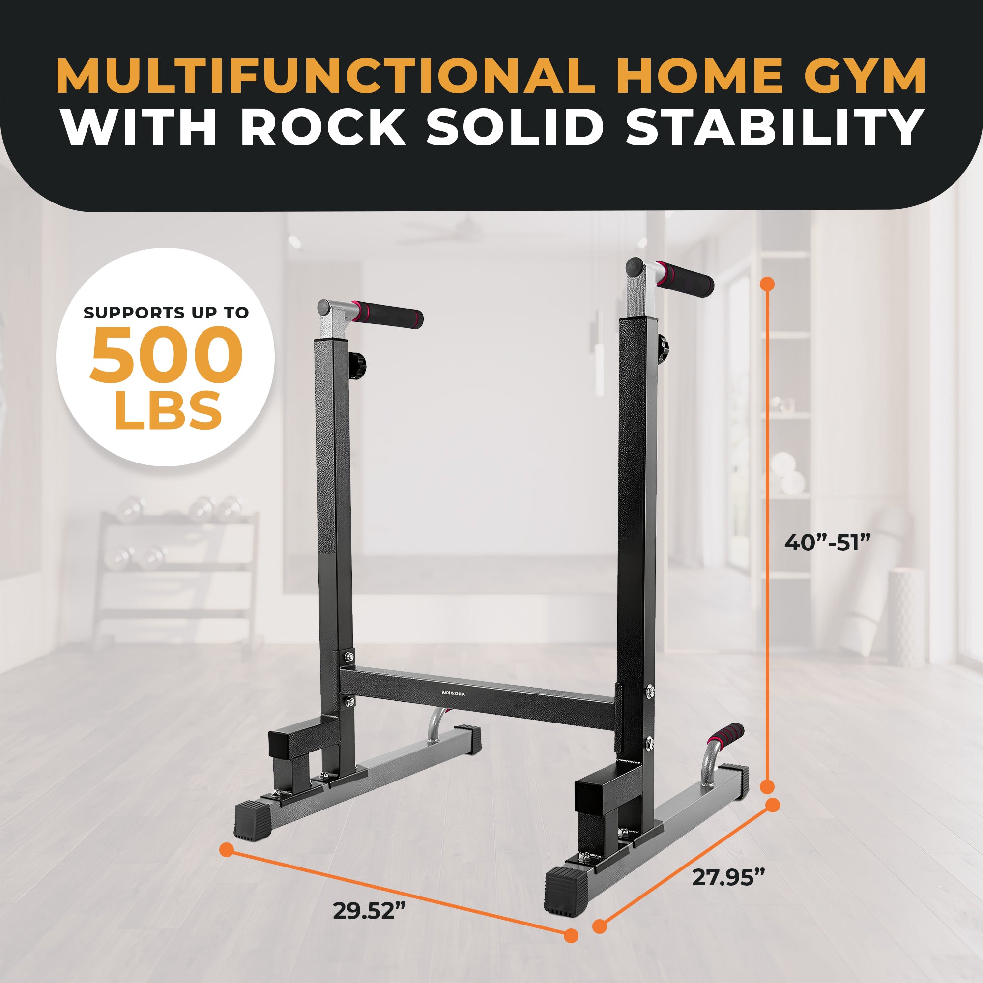 BalanceFrom Multi-Function Home Gym Exercise Dip Stand, 500lb Capacity, Black
