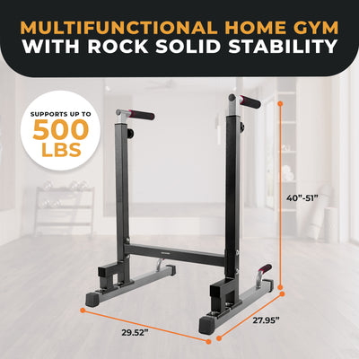 BalanceFrom Multi-Function Home Gym Dip Stand, 500lb Capacity, Black (Used)