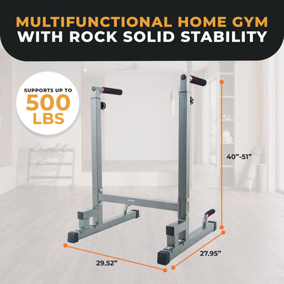 BalanceFrom Multi Function Home Gym Exercise Dip Stand, 500lb Capacity, Gray