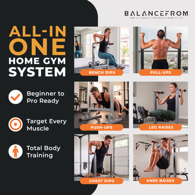 BalanceFrom Multi Function Home Gym Dip Stand, 500lb Capacity, Gray (Used)
