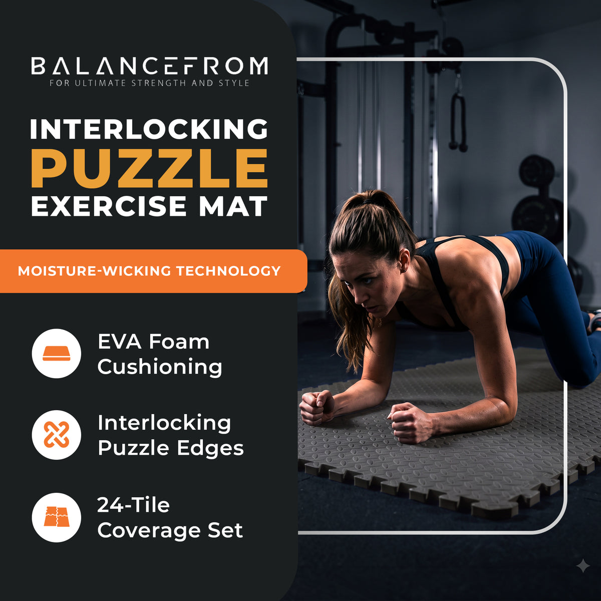 BalanceFrom Fitness 96 Sq Ft Interlocking Exercise Mat Tiles, Black (2 Pack) - VMInnovations