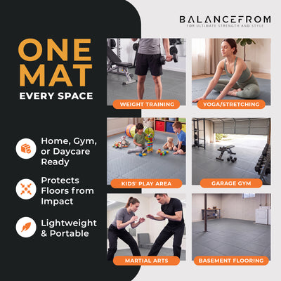 BalanceFrom Fitness Foam Interlocking Exercise Floor Mat, 96 SqFt, Gray (2 Pack)