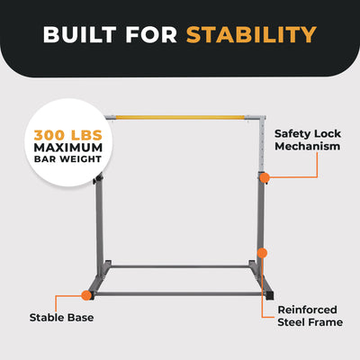 BalanceFrom Fitness 120 x 48 Inch Exercise Mat & Adjustable Gymnastics Bar, Gray