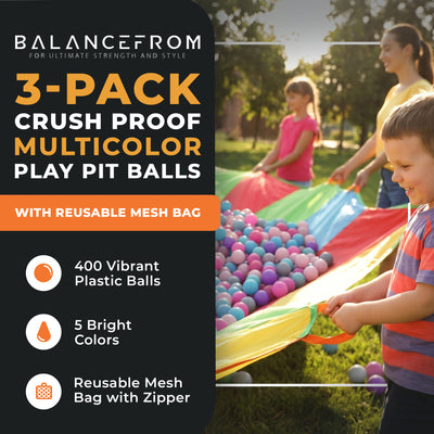 BalanceFrom Fitness 2.3" Crush Proof Play Pit Balls with Bag, 400 Count, 3 Pack