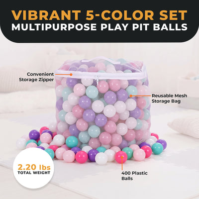 BalanceFrom Fitness 2.3" Crush Proof Play Pit Balls with Bag, 400 Count, 3 Pack