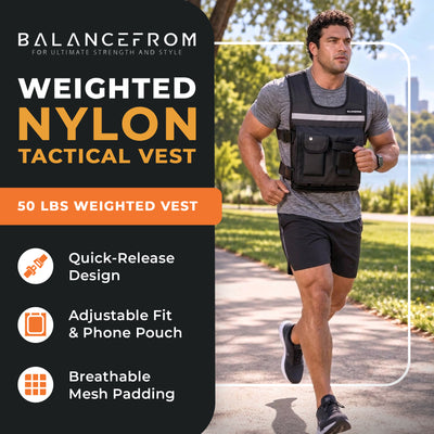 BalanceFrom 50 lb Weighted Training Vest with Quick Release and Breathable Mesh