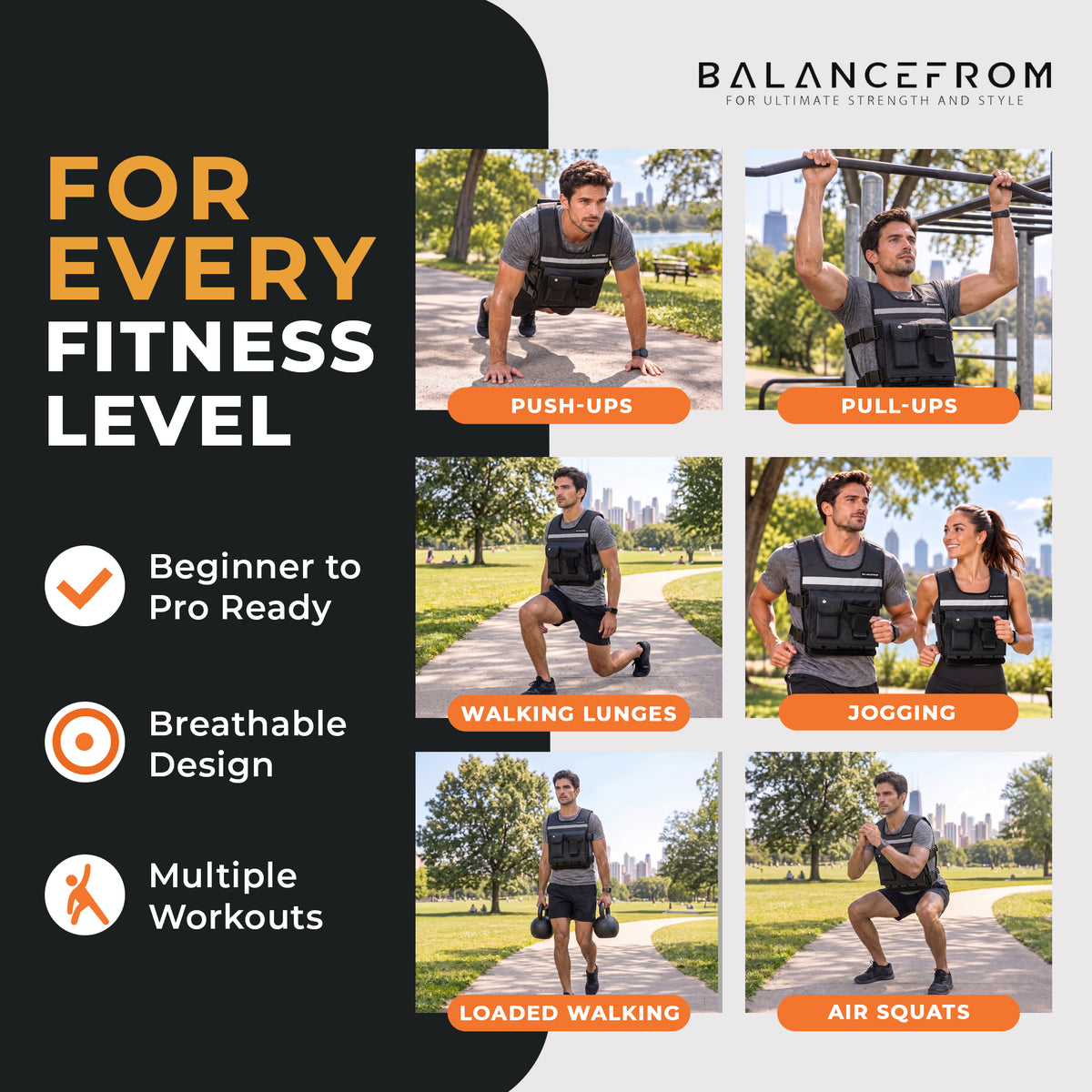 BalanceFrom 50 lb Weighted Training Vest with Quick Release and Breathable Mesh