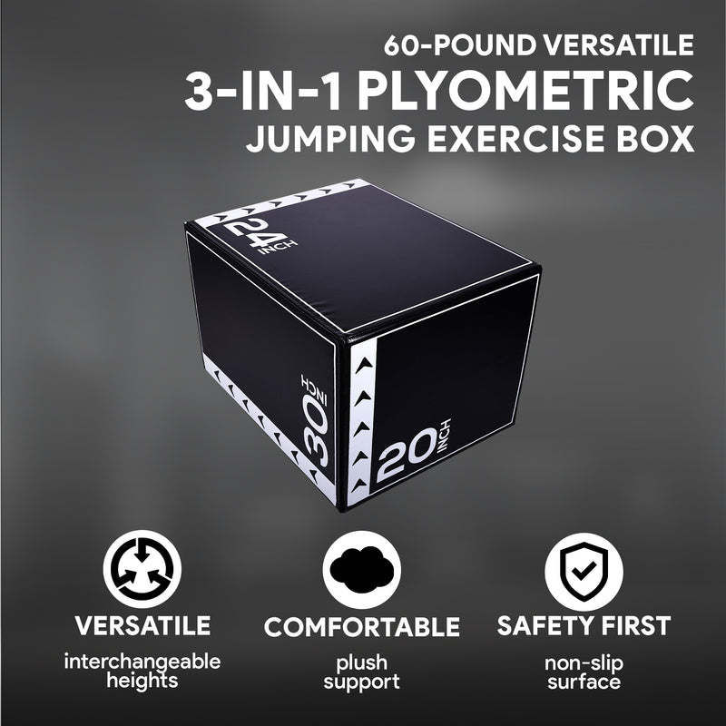 BalanceFrom Fitness 60 Pound Versatile 3-in-1 Plyometric Jumping Exercise Box