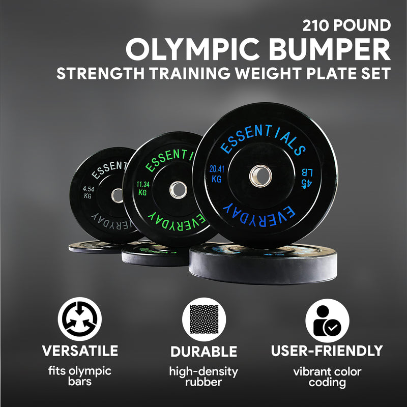 BalanceFrom Fitness 160 Pound Olympic Bumper Strength Training Weight Plate Set