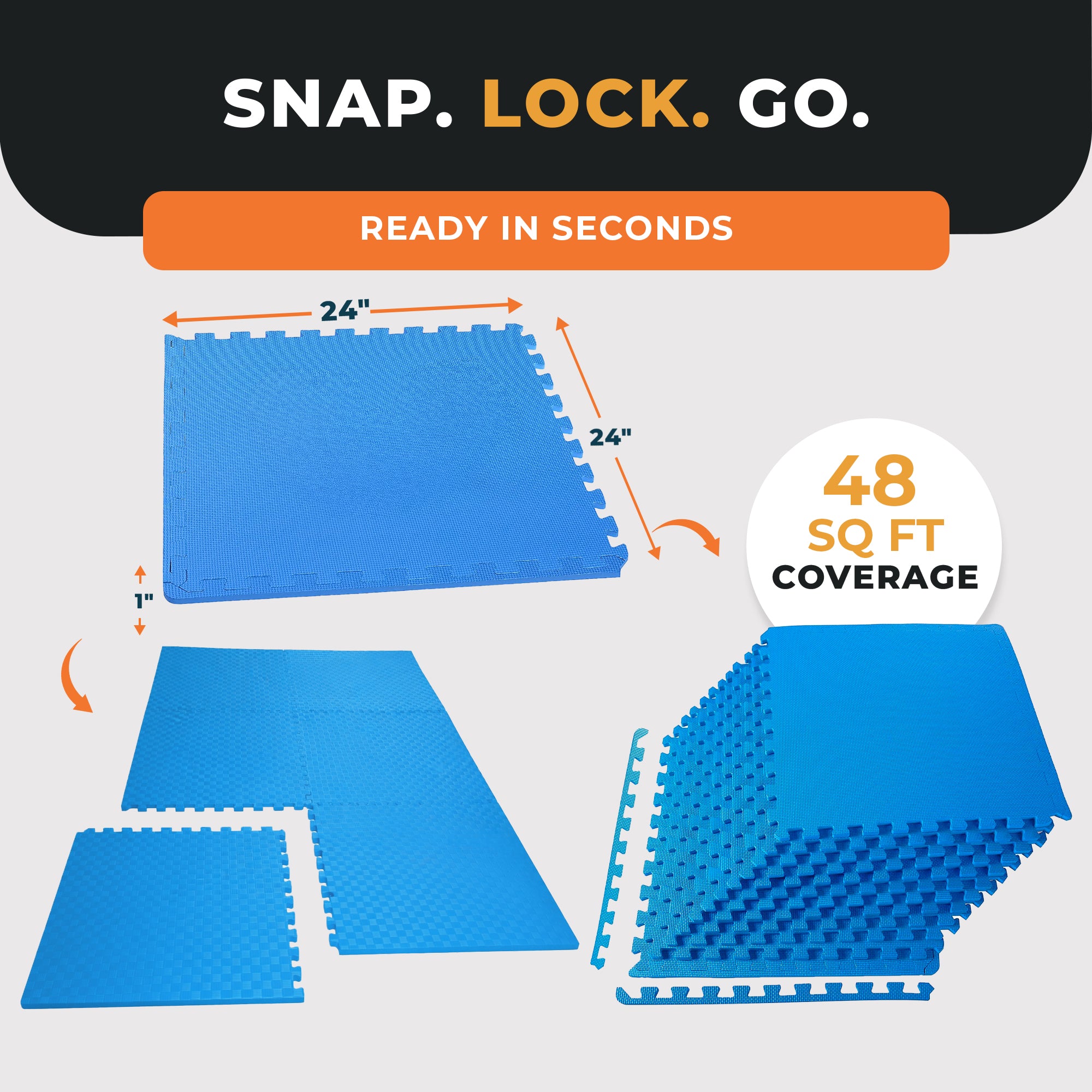 BalanceFrom Fitness 48 Sq Ft Interlocking EVA Foam Exercise Tiles, Blue (Used)
