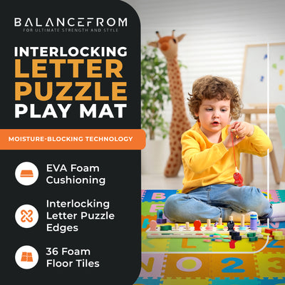 BalanceFrom 9 Color Thick Letter Puzzle Foam Exercise Play Mats, 36 (Open Box)