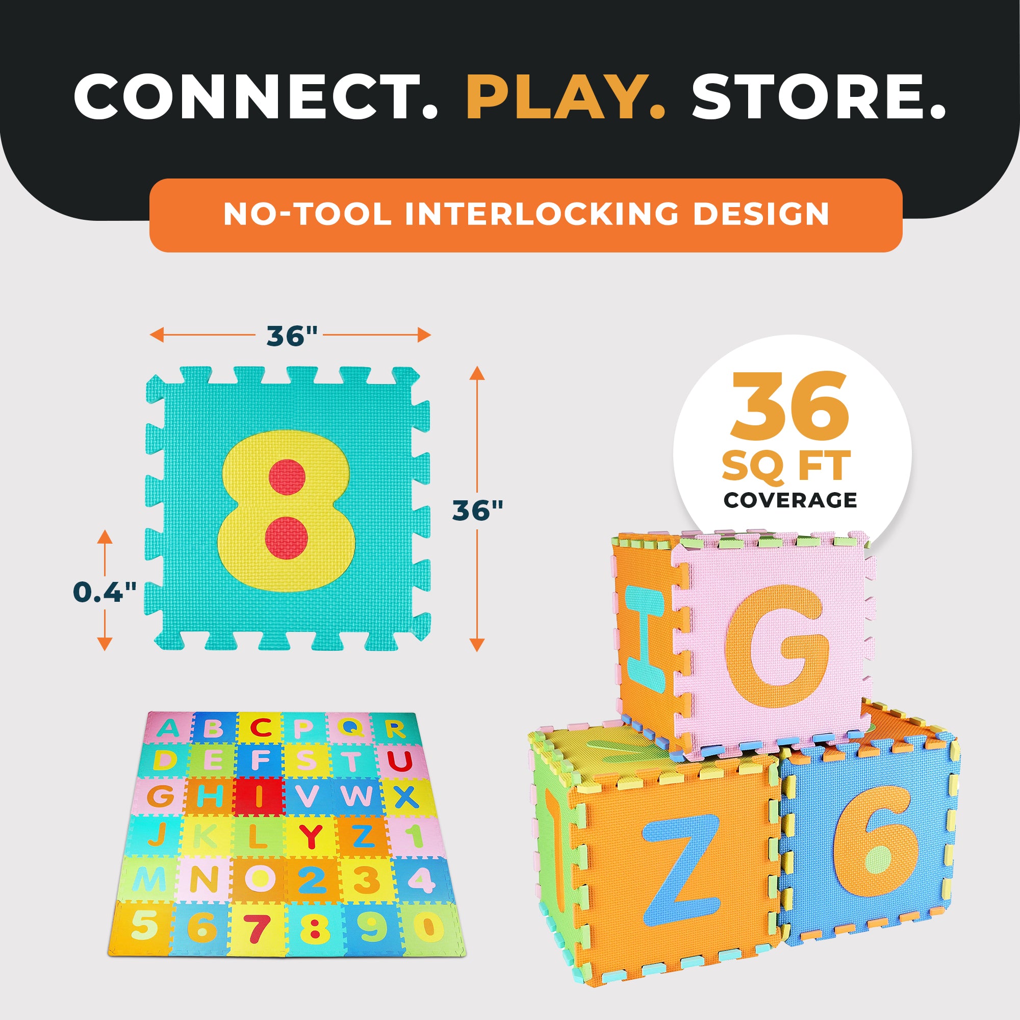 BalanceFrom 9 Color Thick Interlocking Letter Puzzle Foam Exercise Play Mats, 36