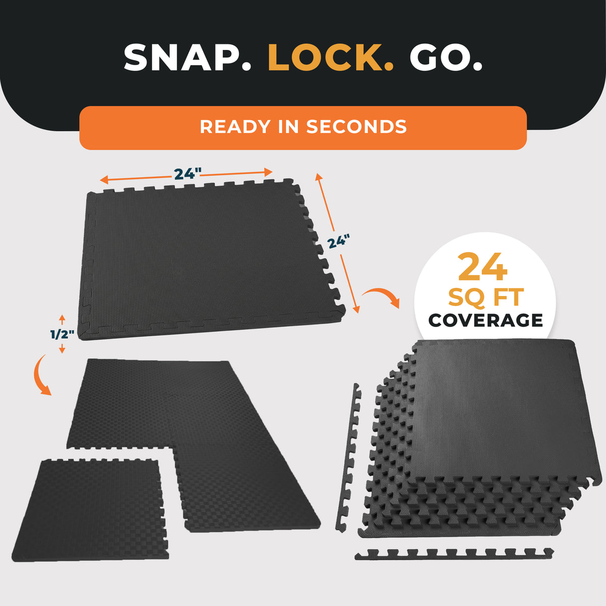 BalanceFrom Fitness 24 Sq Ft Interlocking EVA Foam Mat Tiles,BLK(Open Box)