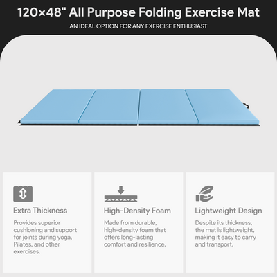 BalanceFrom Fitness 120x48" All Purpose Folding Gymnastics Exercise Mat, Blue
