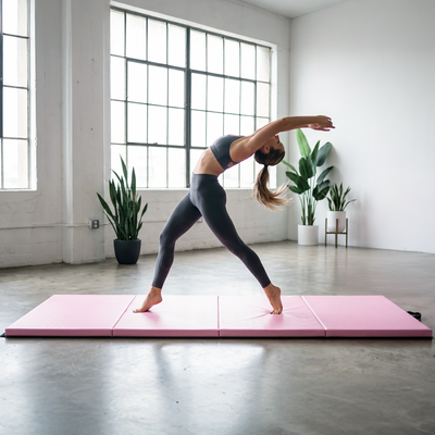 BalanceFrom Fitness 120 x 48" All Purpose Folding Gymnastics Exercise Mat, Pink