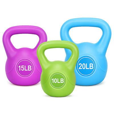 BalanceFrom Sand-Filled Kettlebell Weights Set of 10, 15, and 20 lb, Multicolor