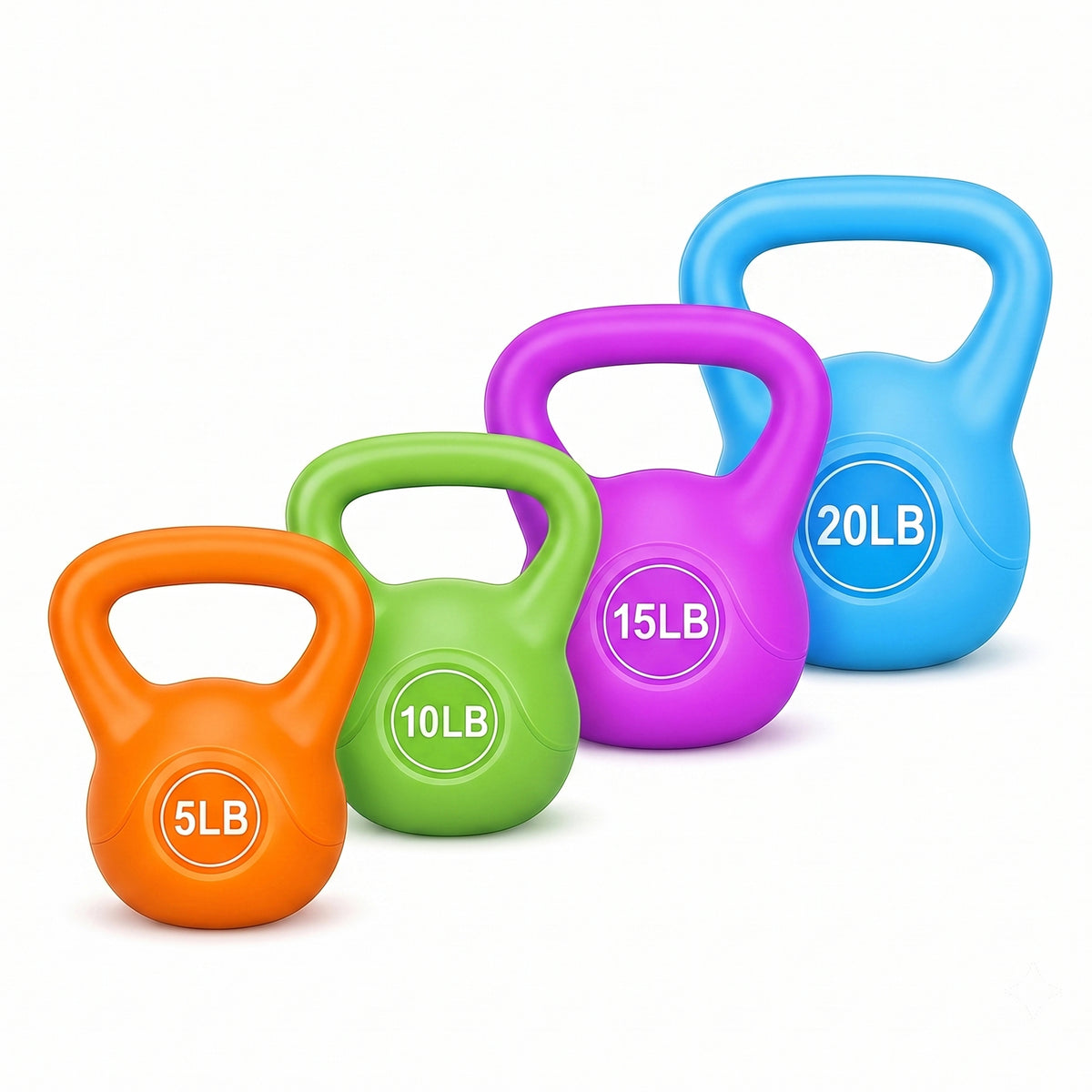 BalanceFrom Sand-Filled Kettlebell Weights Set of 5, 10, 15 & 20 lb, Multicolor
