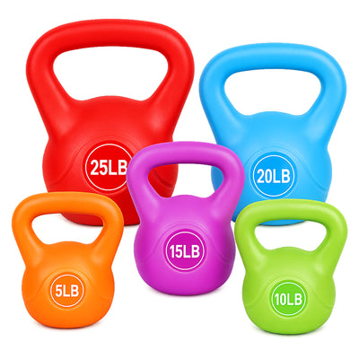 BalanceFrom Sand-Filled Kettlebell Exercise Weights Set of 5, 10, 15, 20 & 25 lb